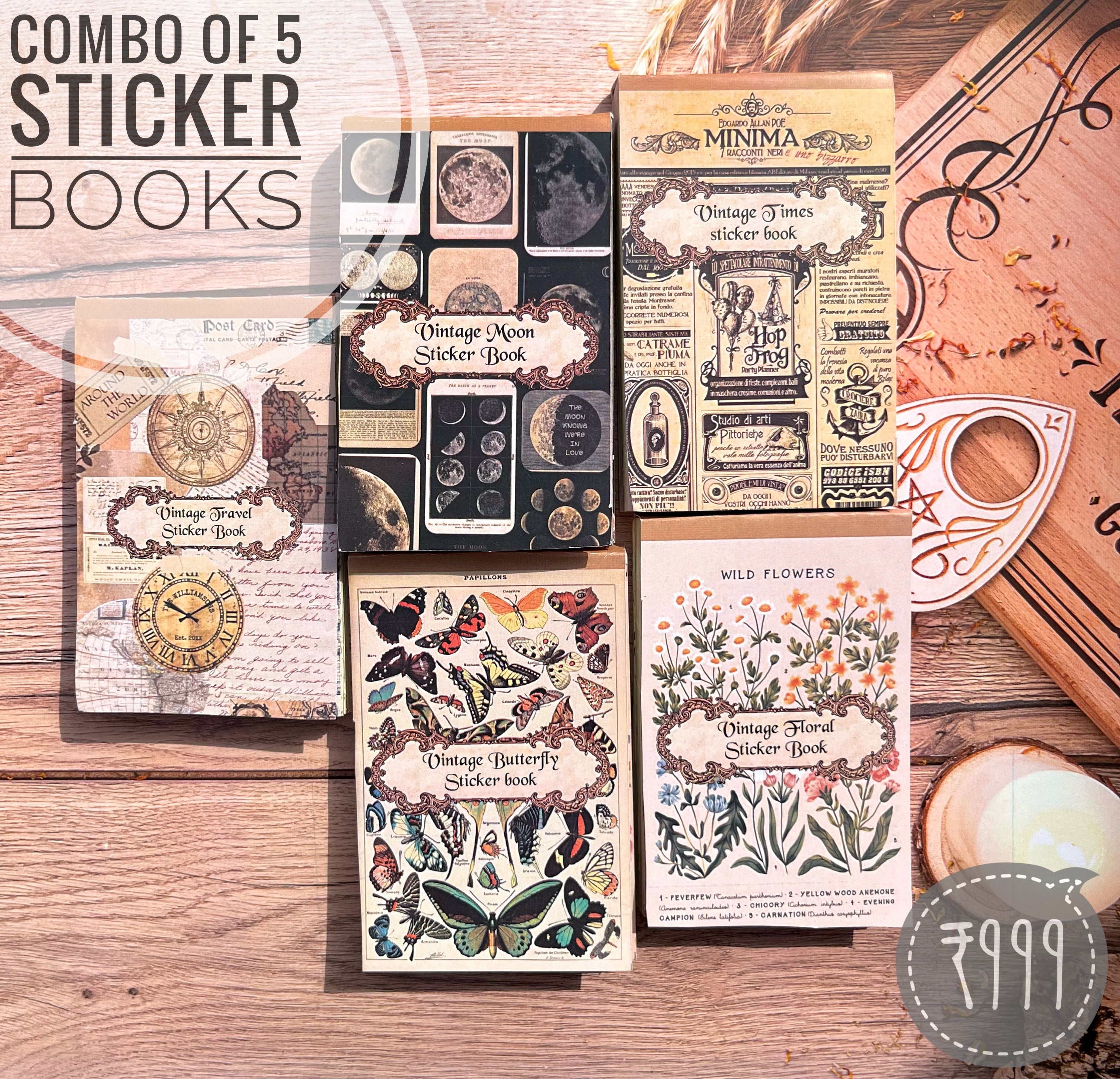 Vintage Sticker Book Combo of 5 SHOP ABC