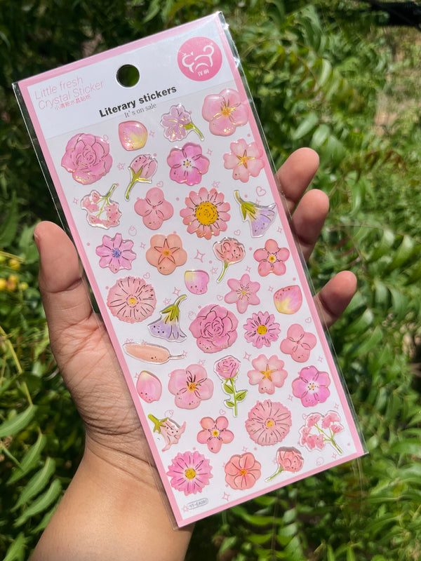 Floral aesthetic clear stickers - variant 01