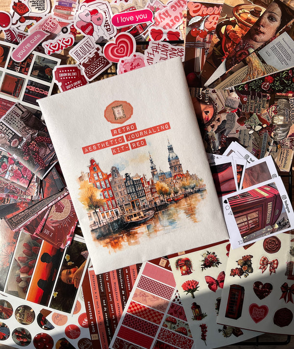 Retro Aesthetic Journaling Kit - Red