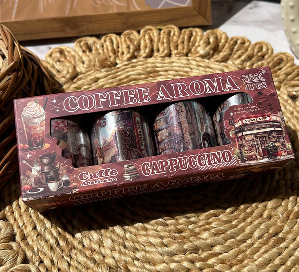 Coffee aroma cappuccino PET tape set of 4