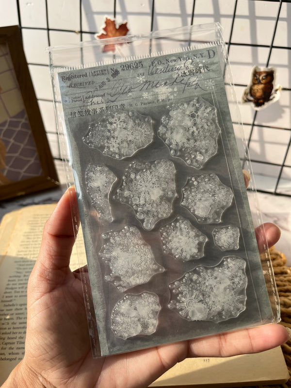 Winter frozen snowflakes clear stamps