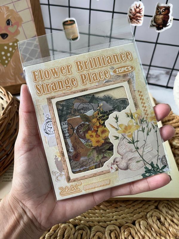 Vintage floral collage sticker pack
- variant 01