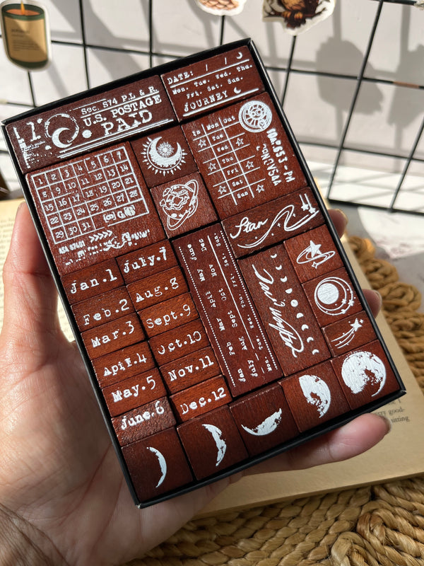 Celestial Calendar theme stamp set