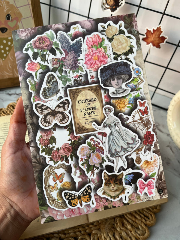 Vintage Floral Garden Journal Sticker Book