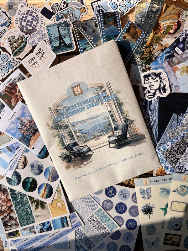Retro Aesthetic Journaling Kit - Blue