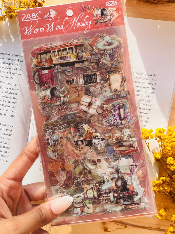 Vintage journal aesthetic PET stickers - variant 04
