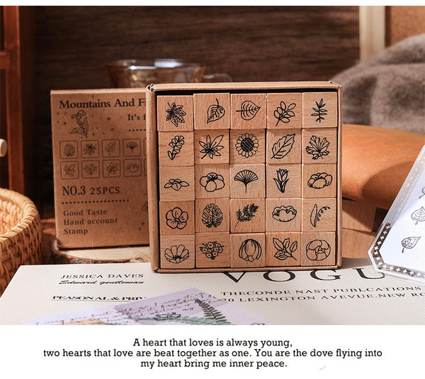 Enchanted Impressions Wooden Stamp Set - Mountain & Field Collection