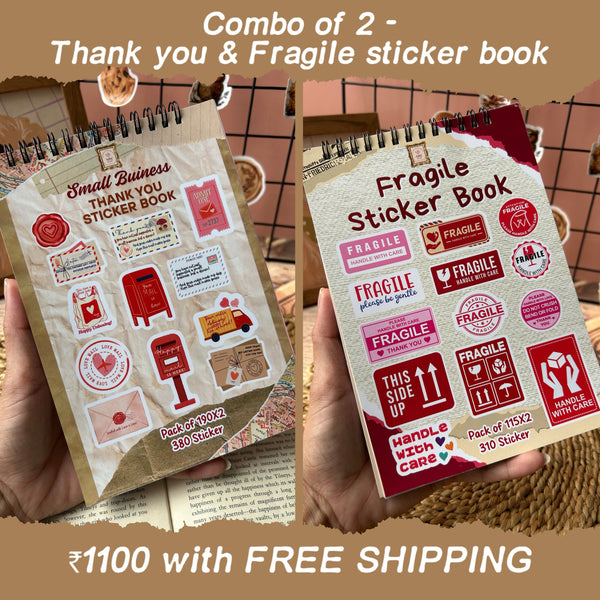 Combo of 2 - Thank you & Fragile sticker book