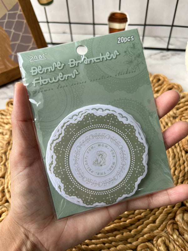 Floral lace memosheet sticker cutouts - variant 04