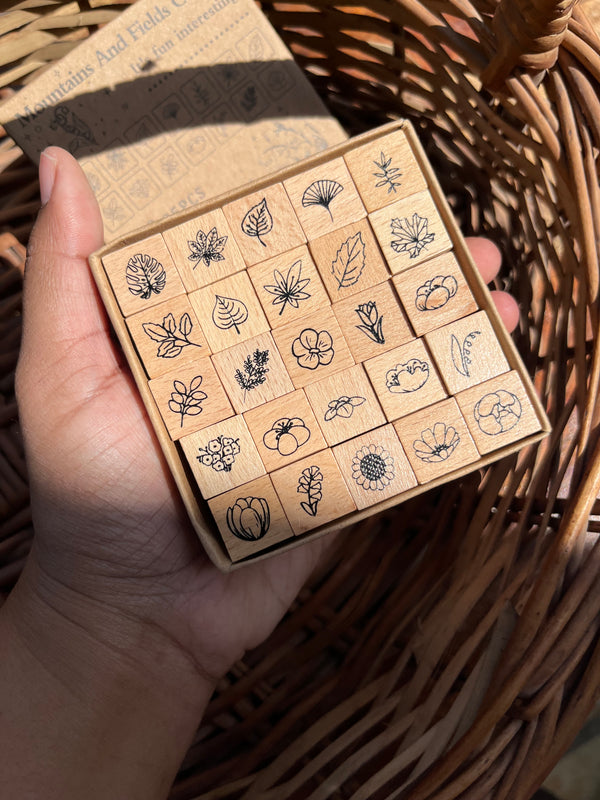 Enchanted Impressions Wooden Stamp Set - Mountain & Field Collection