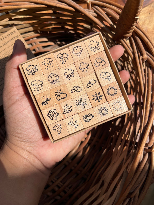 Enchanted Impressions Wooden Stamp Set - Weather Icons