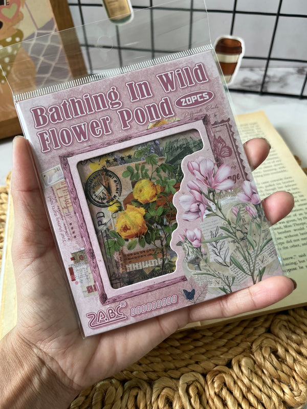 Vintage floral collage sticker pack - variant 03