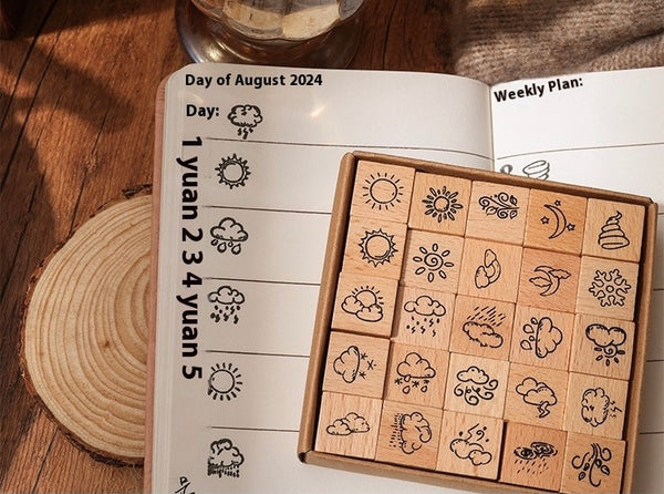 Enchanted Impressions Wooden Stamp Set - Weather Icons