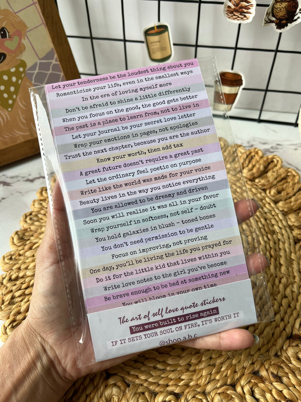 The Art of Self Love Quote Stickers - Set of 4