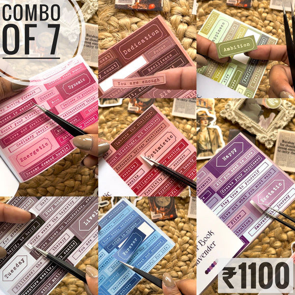 Combo of 7 - Aesthetic Quote Sticker Books