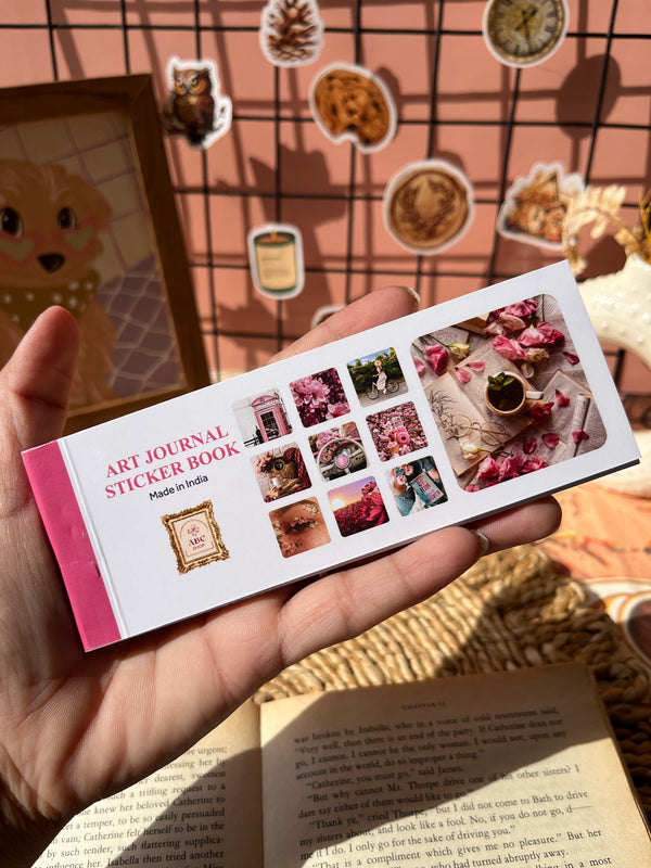 Pink art journal sticker book with aesthetic pink stickers - Shop ABC