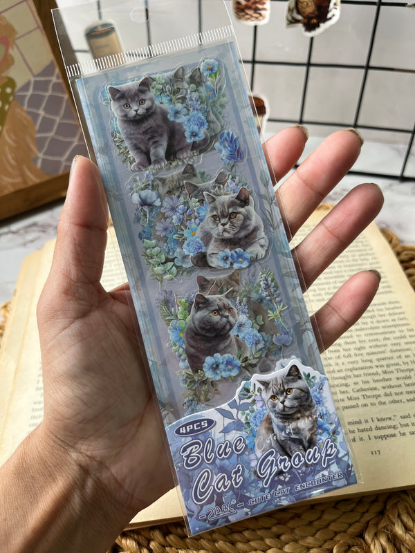 Kawai Cat Floral PET stickers - variant 03