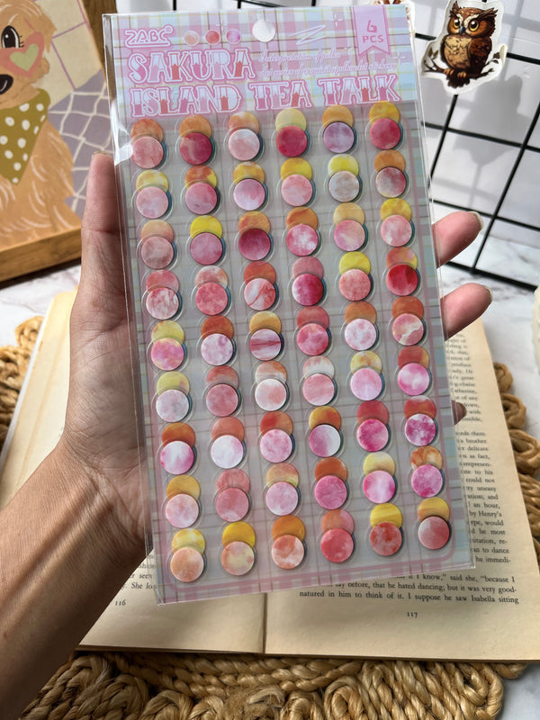 Pastel color pop dot stickers - variant 01