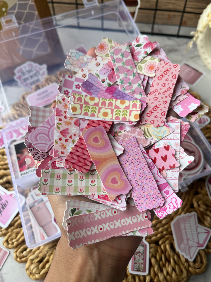 Pink bento journaling box with cute pink aesthetic stickers and pastel bullet journal supplies – perfect for journaling and scrapbooking from Shop ABC