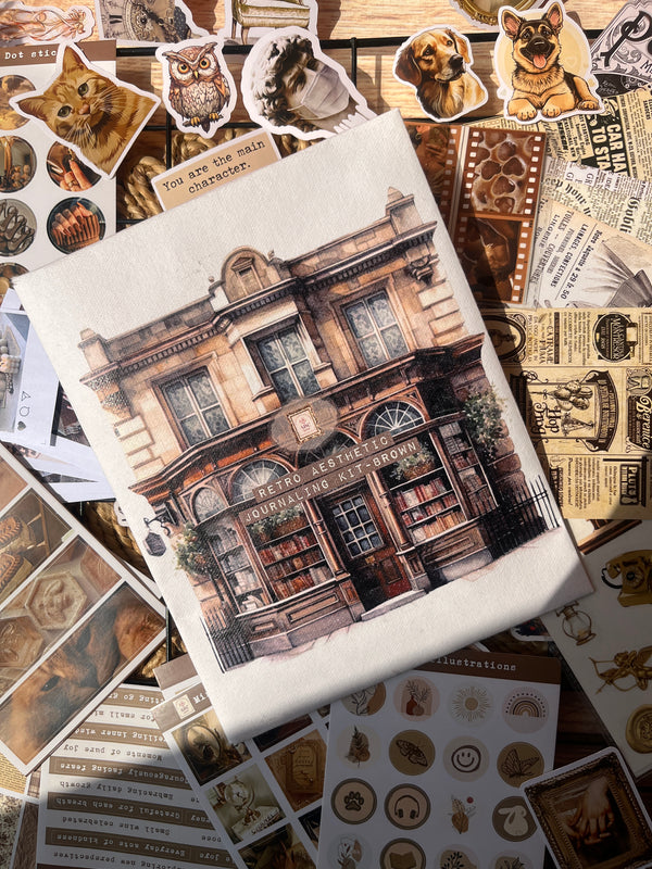 Brown retro journaling kit with classic vintage look and coffee tones – Shop ABC product