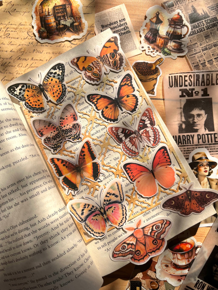 Orange butterfly sticker pack with aesthetic designs – Shop ABC