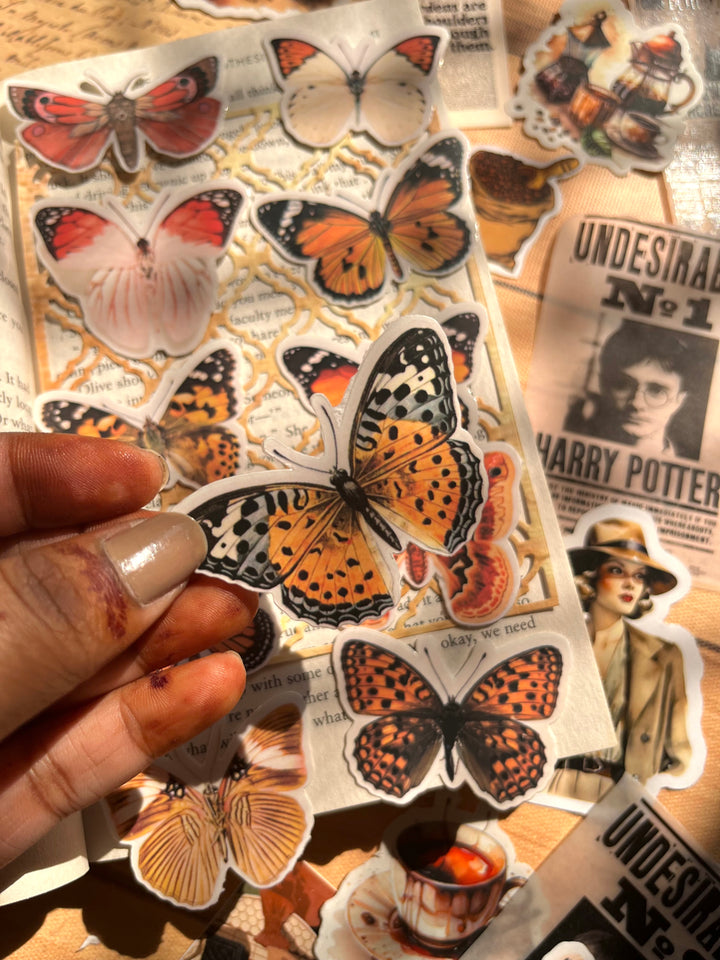 Orange butterfly sticker pack with aesthetic designs – Shop ABC
