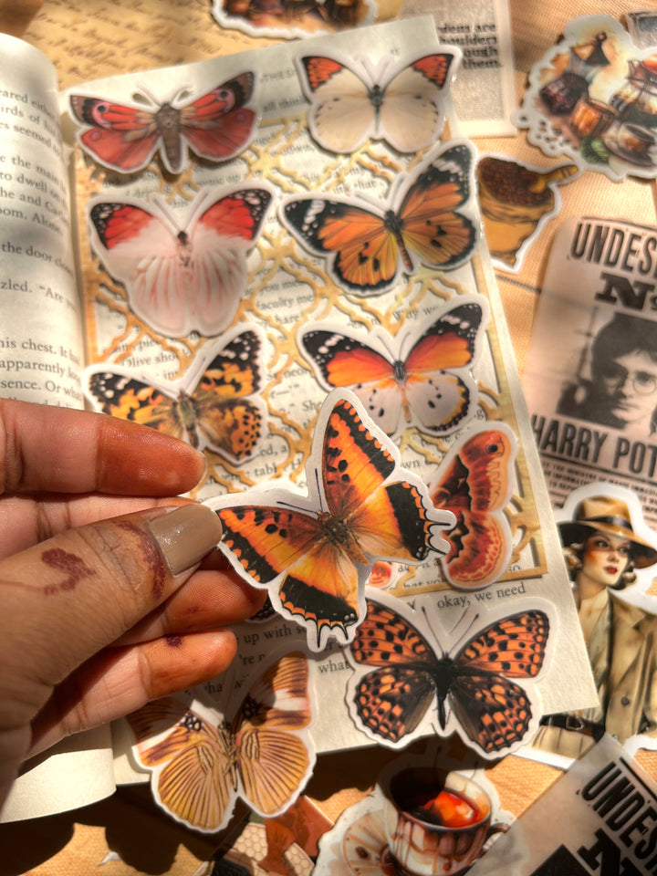 Orange butterfly sticker pack with aesthetic designs – Shop ABC