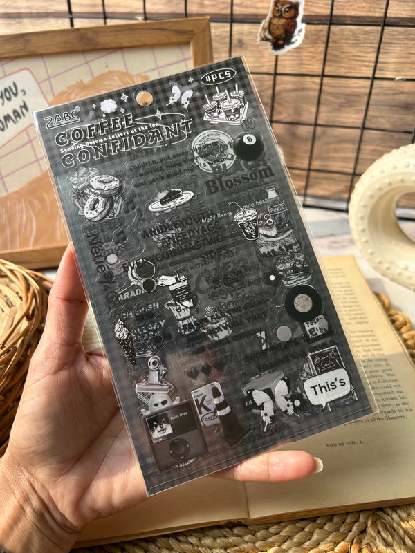 Retro journal PET stickers - variant 04