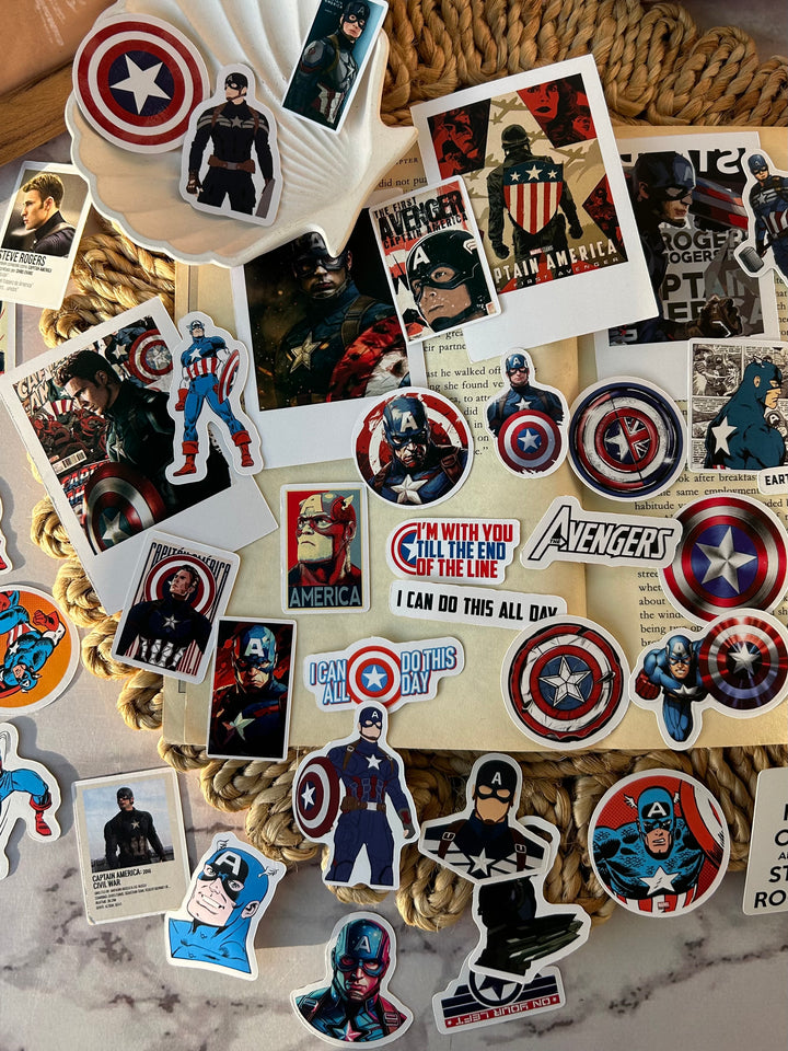 Captain America sticker pack with Marvel shield designs – Shop ABC