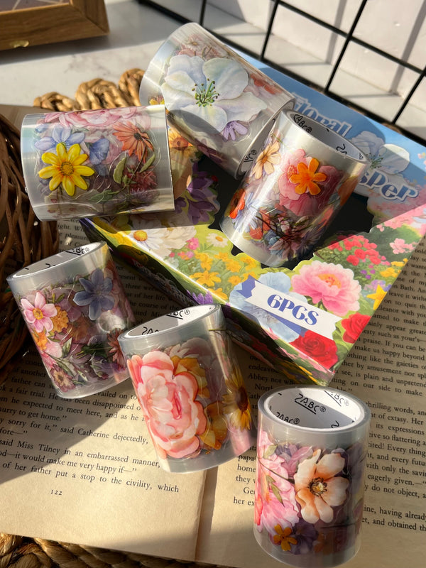 Floral garden PET tape set of 6 - variant 01