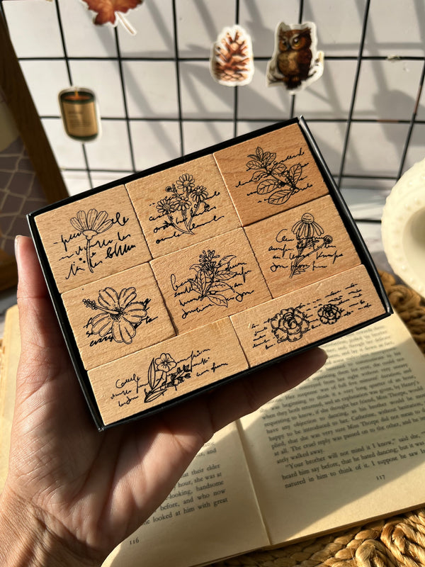 Moonlight garden stamp set of 8 pcs