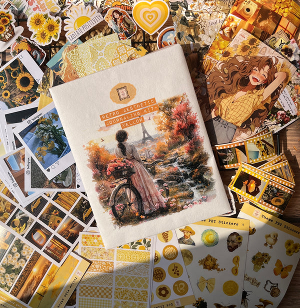 Retro Aesthetic Journaling Kit - Yellow