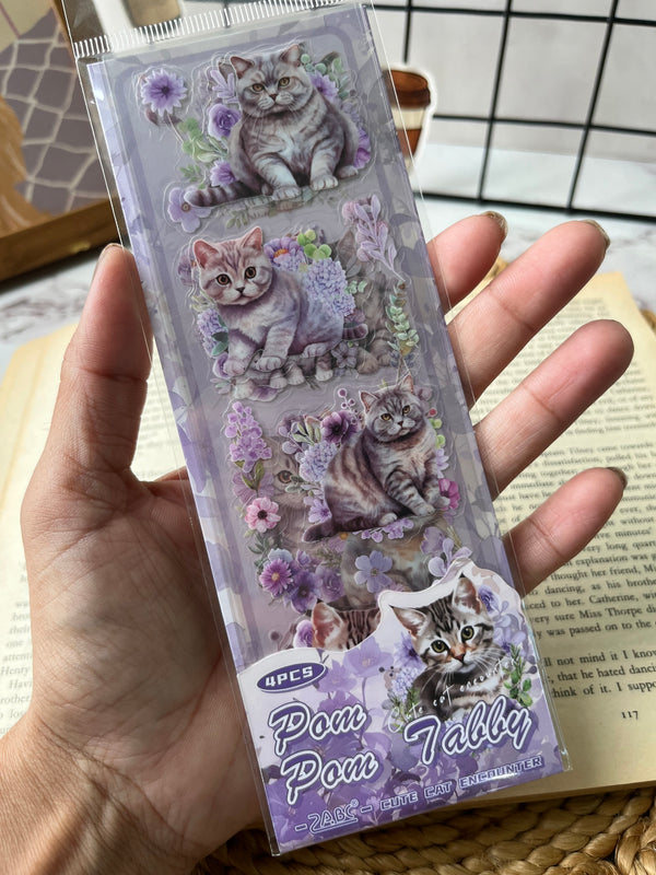 Kawai Cat Floral PET stickers - variant 01