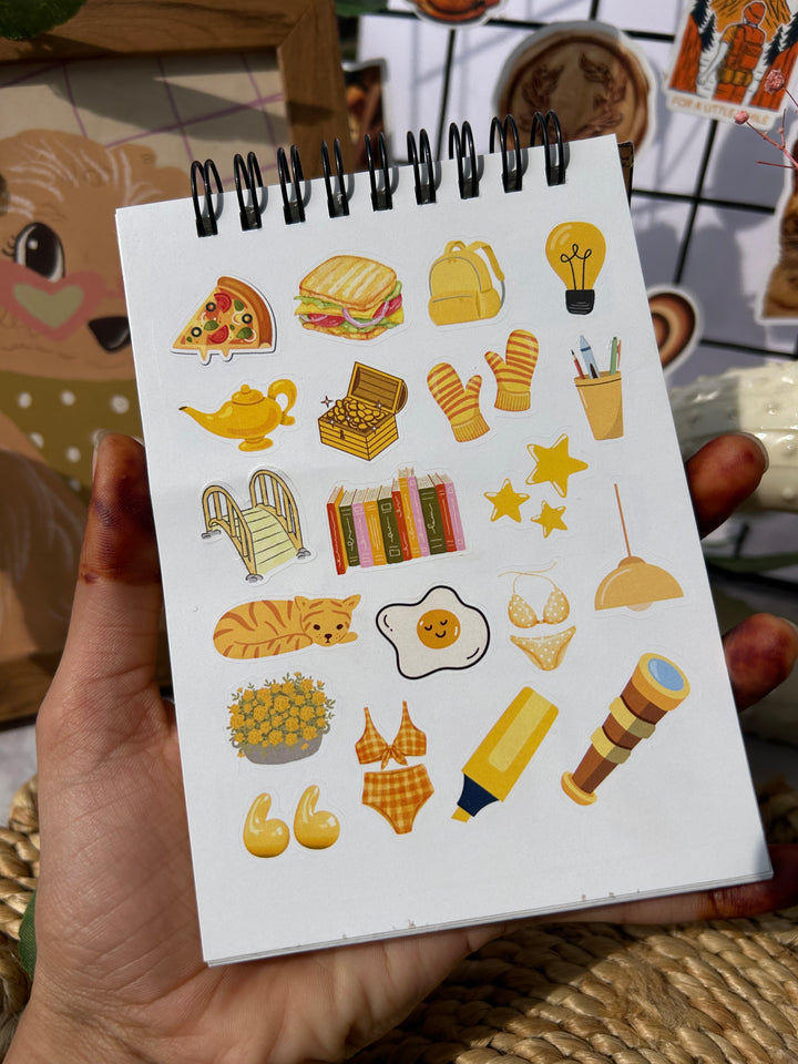 Yellow sticker book with cute and aesthetic stickers - Shop ABC