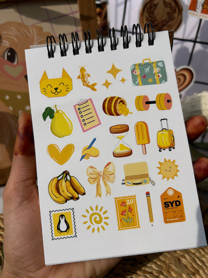 Yellow sticker book with cute and aesthetic stickers - Shop ABC