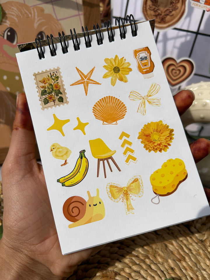 Yellow sticker book with cute and aesthetic stickers - Shop ABC