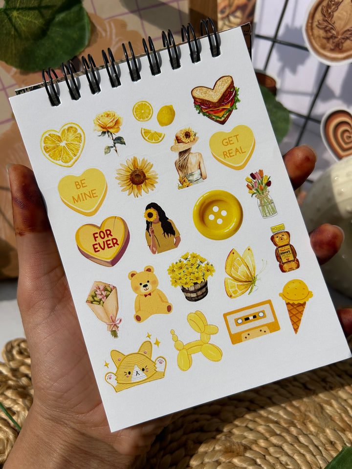 Yellow sticker book with cute and aesthetic stickers - Shop ABC