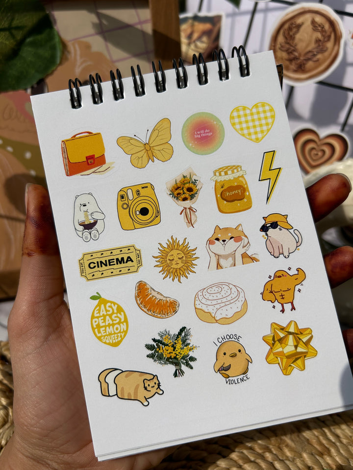 Yellow sticker book with cute and aesthetic stickers - Shop ABC