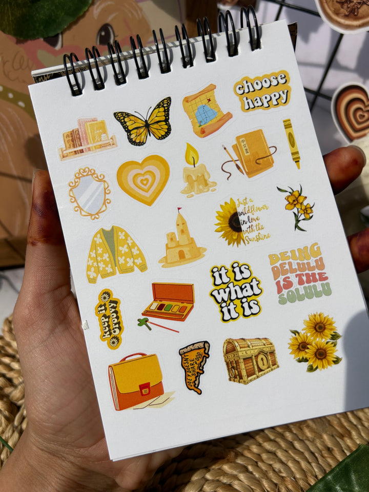 Yellow sticker book with cute and aesthetic stickers - Shop ABC