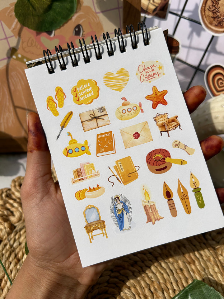 Yellow sticker book with cute and aesthetic stickers - Shop ABC