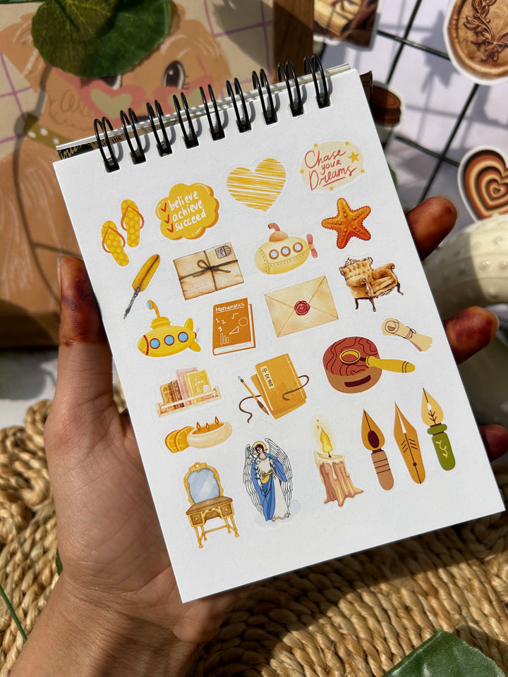 Yellow sticker book with cute and aesthetic stickers - Shop ABC