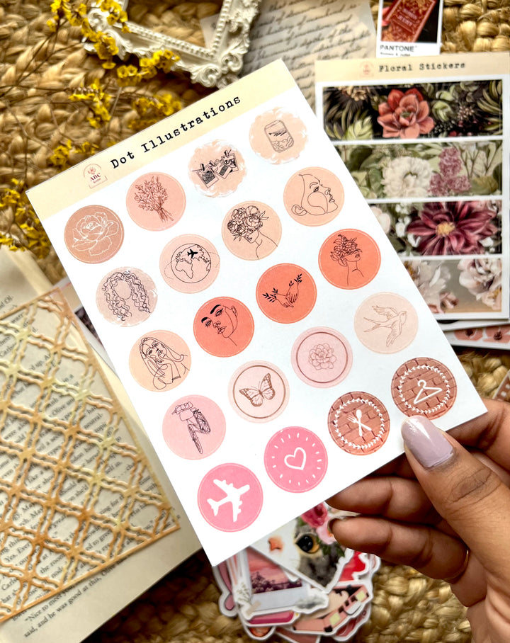 Pink retro aesthetic journaling kit with girly stickers and paper cutouts by Shop ABC
