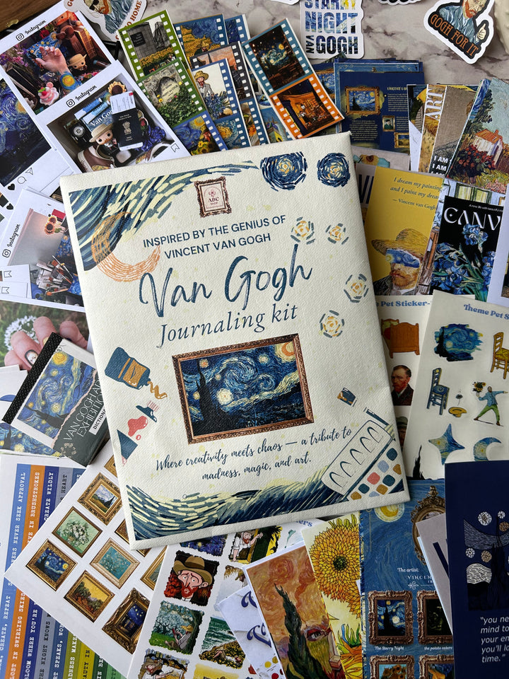 Van Gogh journaling kit with Starry Night stickers, Van Gogh stationery, and art-themed journaling supplies for planners and creative projects – Shop ABC