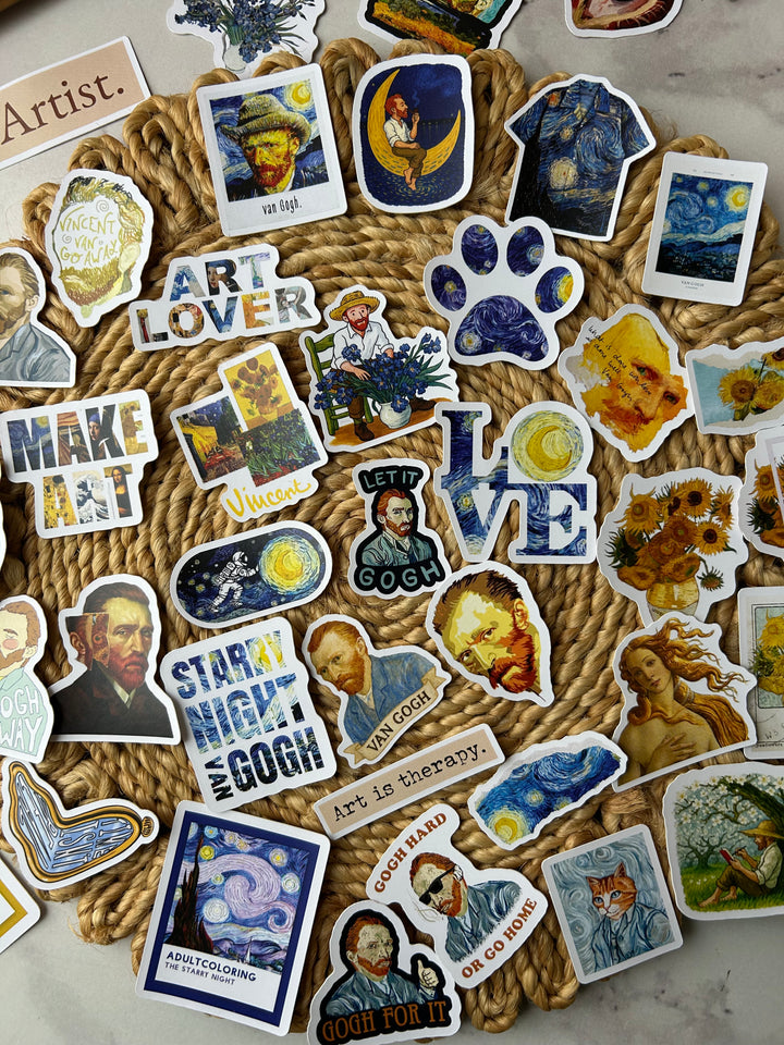 Van Gogh journaling kit with Starry Night stickers, Van Gogh stationery, and art-themed journaling supplies for planners and creative projects – Shop ABC