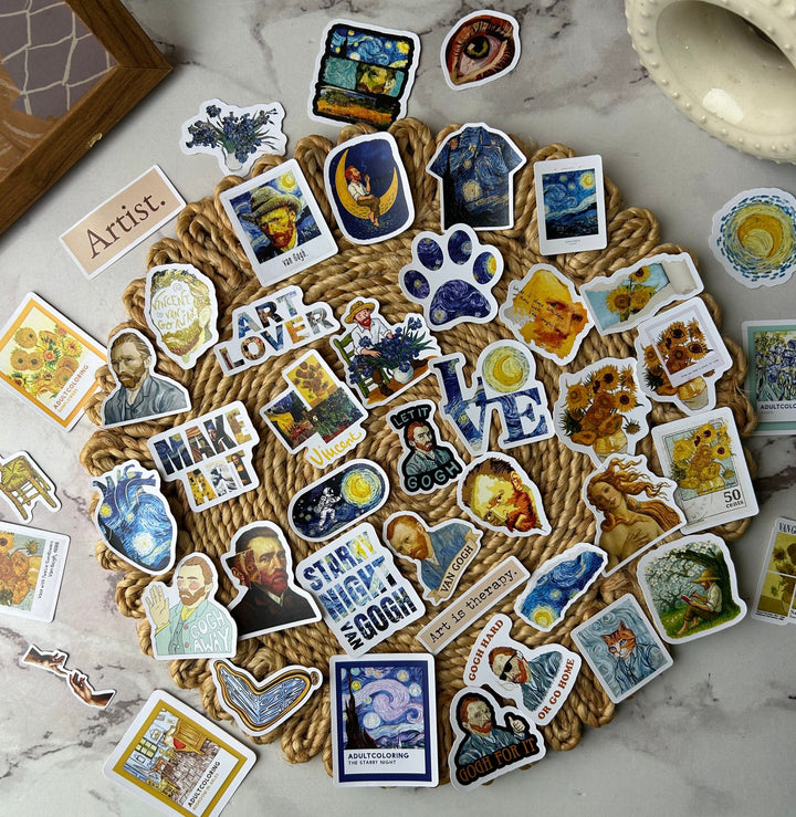 Van Gogh journaling kit with Starry Night stickers, Van Gogh stationery, and art-themed journaling supplies for planners and creative projects – Shop ABC