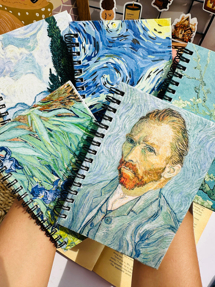 Van Gogh self portrait handmade paper journal featuring vintage art cover, textured pages, and artistic notebook design – Shop ABC

