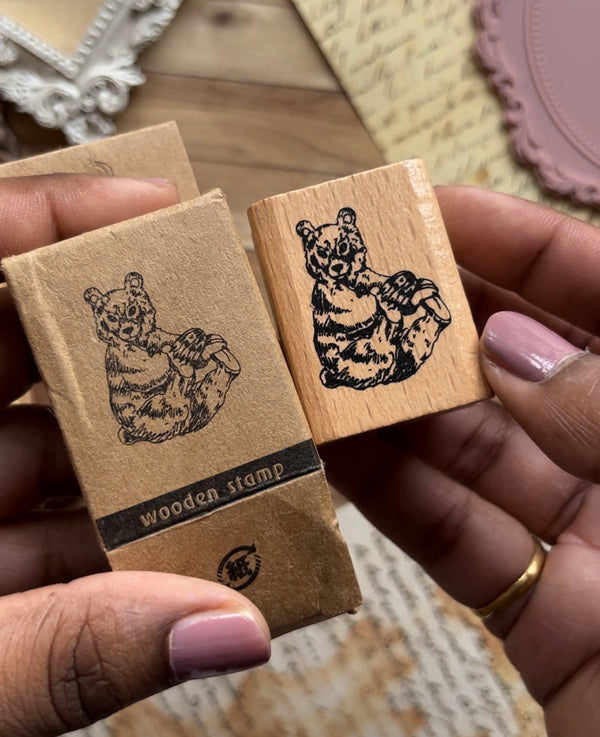 Vintage wooden stamp- Bear